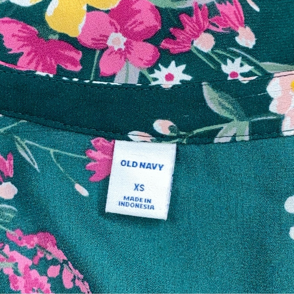 Old Navy Boho Women’s XS Green Floral Lightweight Peasant Dress - Picture 11 of 12
